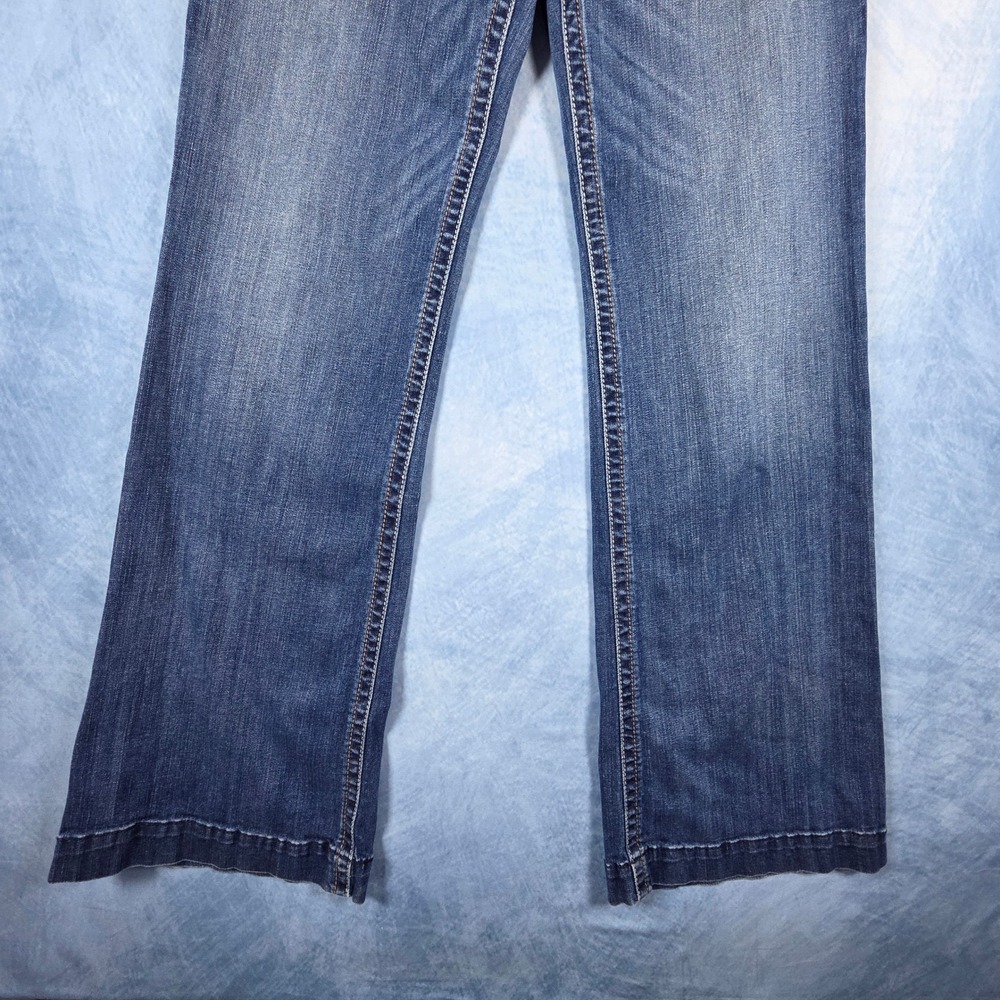 Ariat Denim Trouser Jeans Womens 31L Medium Wash Wide Leg Stretch Blue Denim - Picture 4 of 9